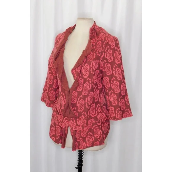 Anthropologie YELLOW BIRD Any Other Rose Roses Floral Cardigan Sweater Large - Picture 6 of 12